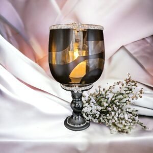 andcrafted Etched Glass Candle Holder with Flameless LED Votives