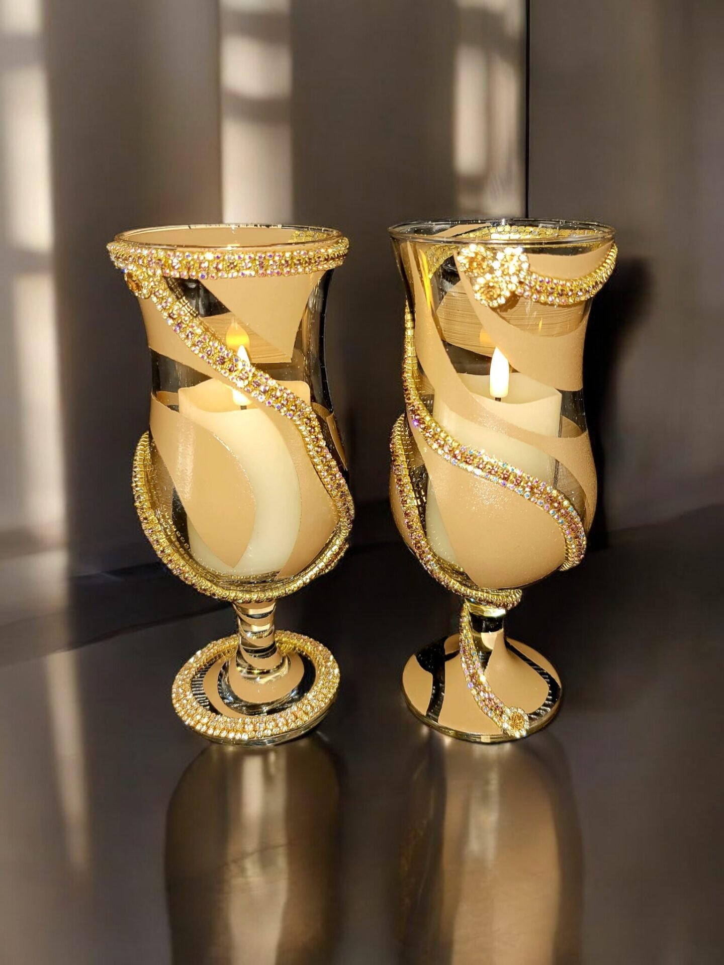 Rhinestone Glass Hurricane Votives